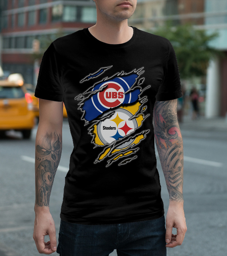 Cubs Steelers Logo Rip T-Shirt