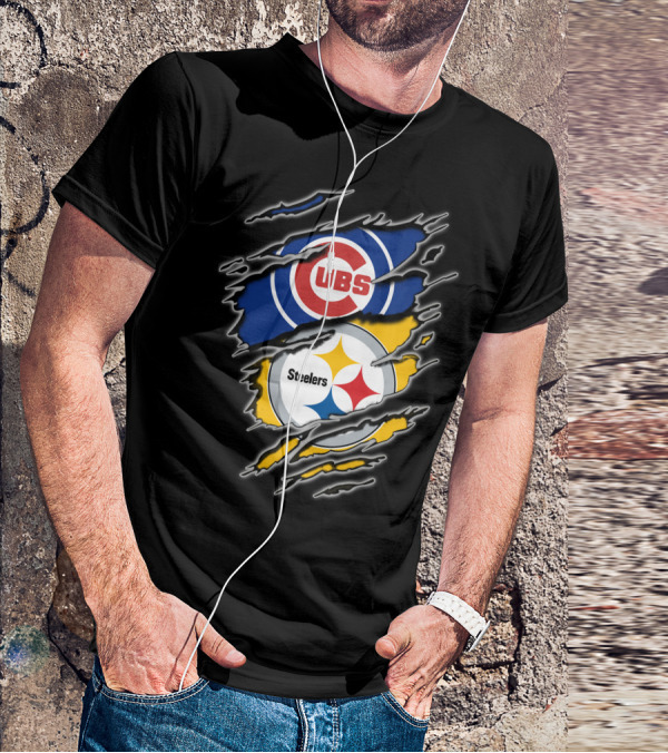 Cubs Steelers Logo Rip T-Shirt