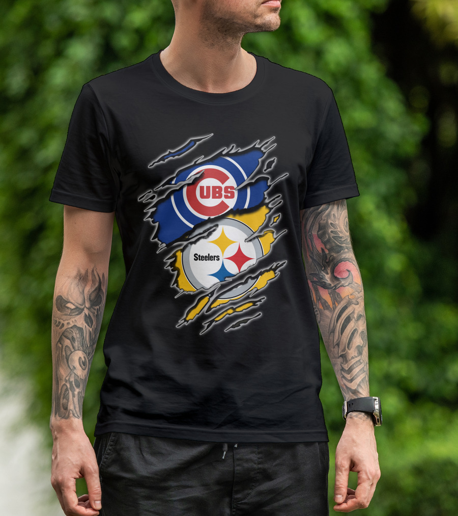 Cubs Steelers Logo Rip T-Shirt