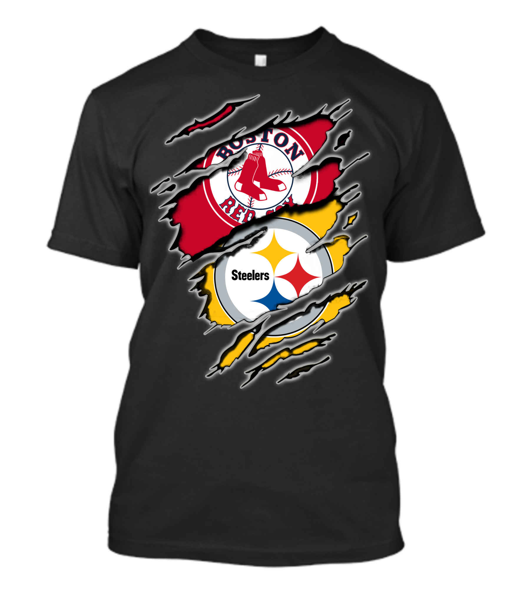 Steelers Red Sox Boston Cross-Team Logo Mashup T-Shirt