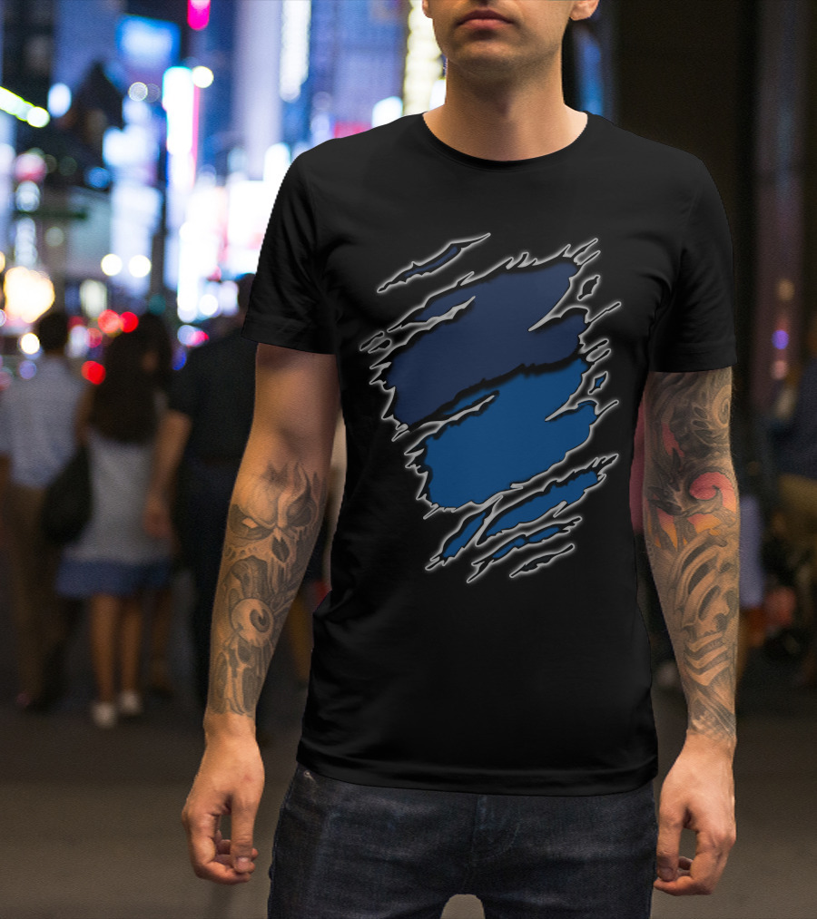 Yan Colts18 Blue And Black Torn T-Shirt