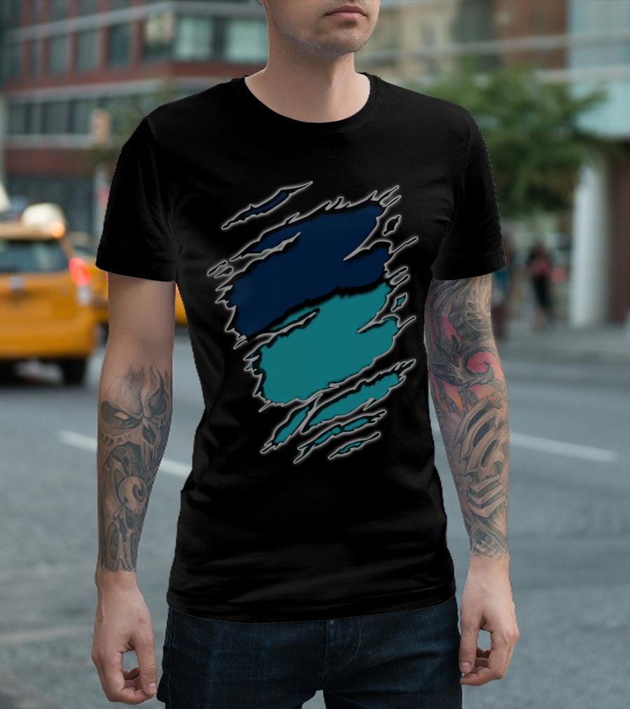 Dolphins Rays9 Blue Teal Abstract Claw Marks T-Shirt