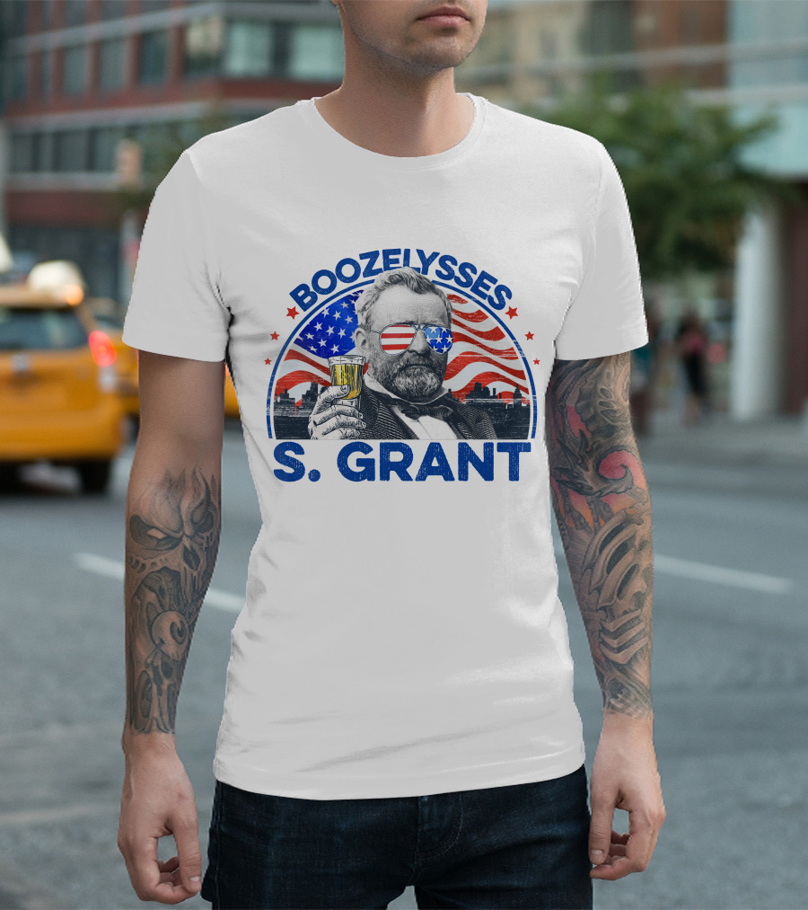 Boozelysses S. Grant Ulysses S. Grant Drink 4th Of July American Flag Independence Day T-Shirt