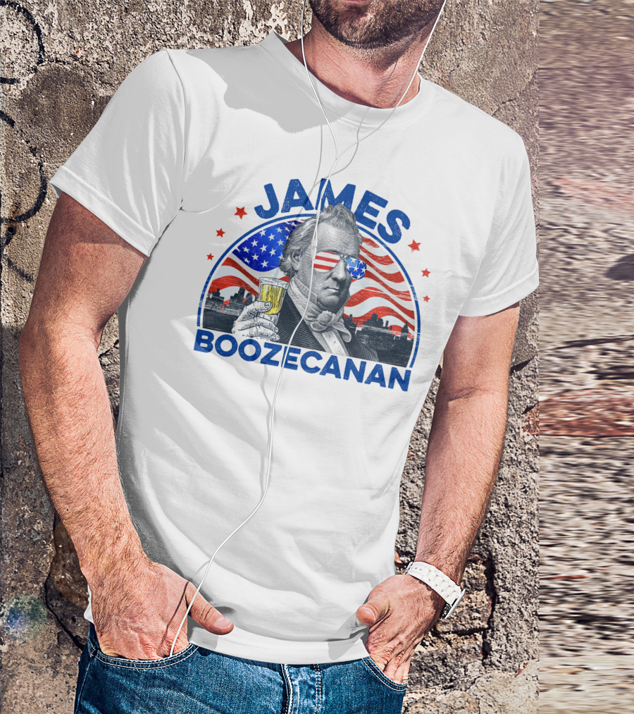 James Boozecanan Patriotic Drink 4th Of July American Flag T-Shirt