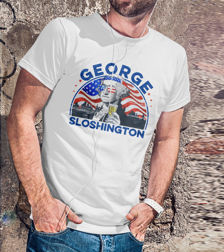 George Sloshington American Flag 4th Of July Independence Day Drinking T-Shirt