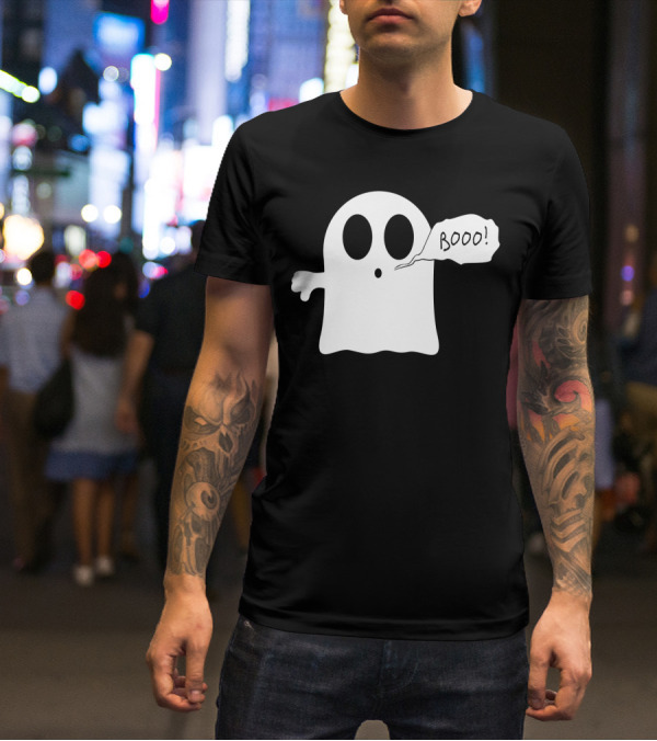 Booo Ghost With Surprised Expression And Speech Bubble T-Shirt