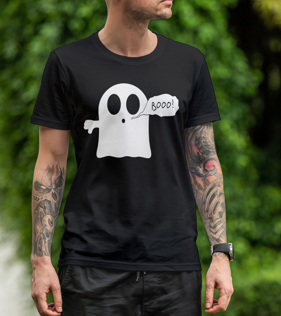 Booo Ghost With Surprised Expression And Speech Bubble T-Shirt