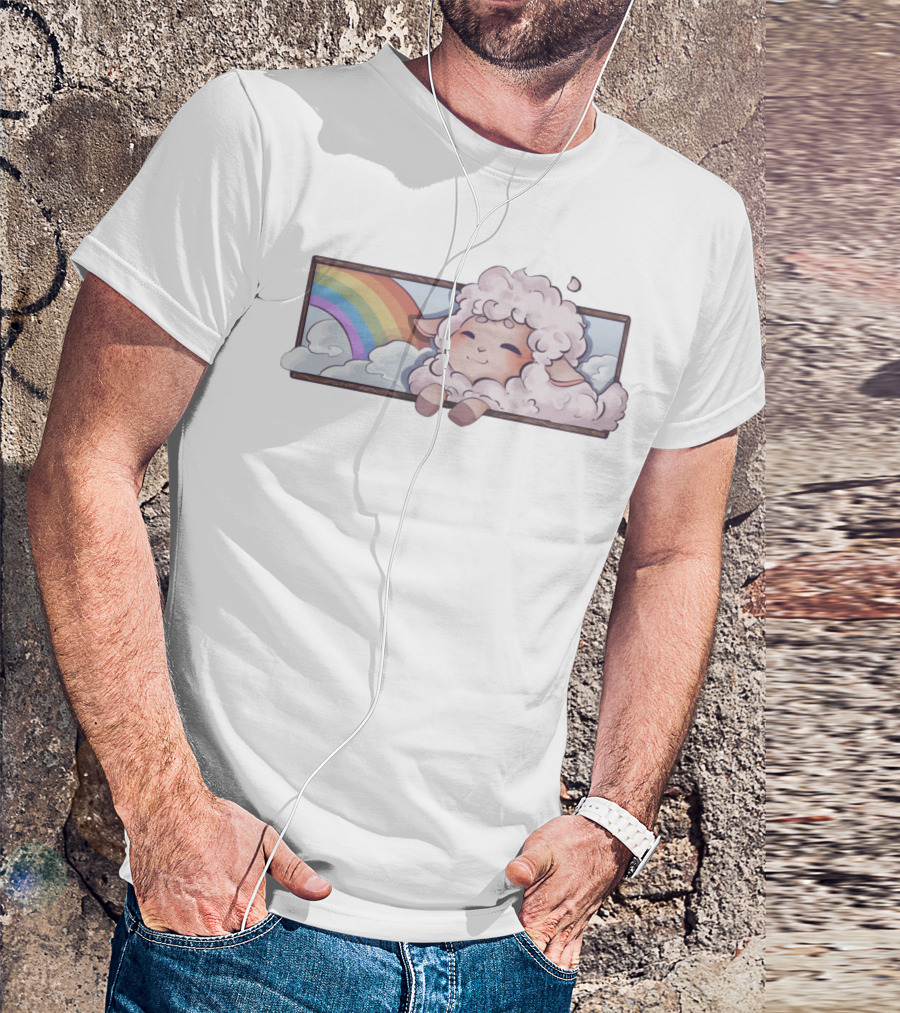 Captain Puffy Merch Cute Sheep Rainbow Clouds T-Shirt