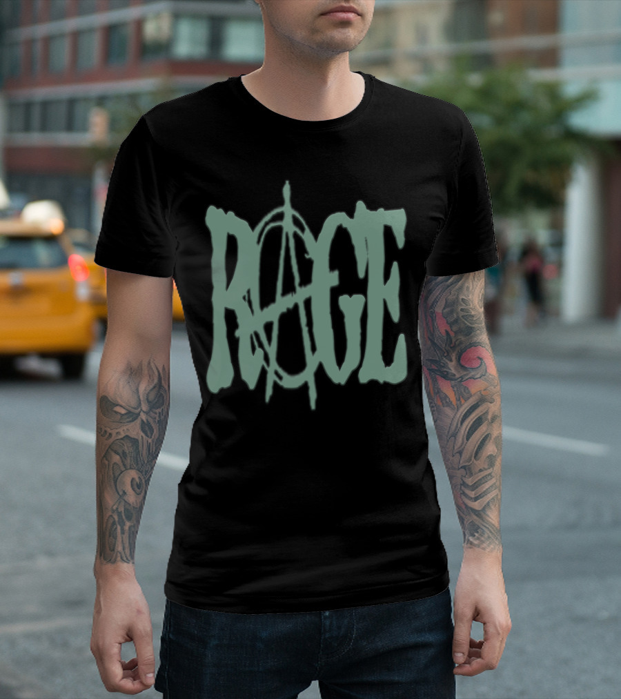 RAGE Anarchy Symbol Text T-Shirt