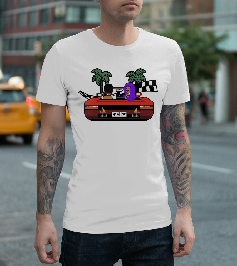 4U Fast Car Palm Trees Racing Theme Pierre Bourne T-Shirt