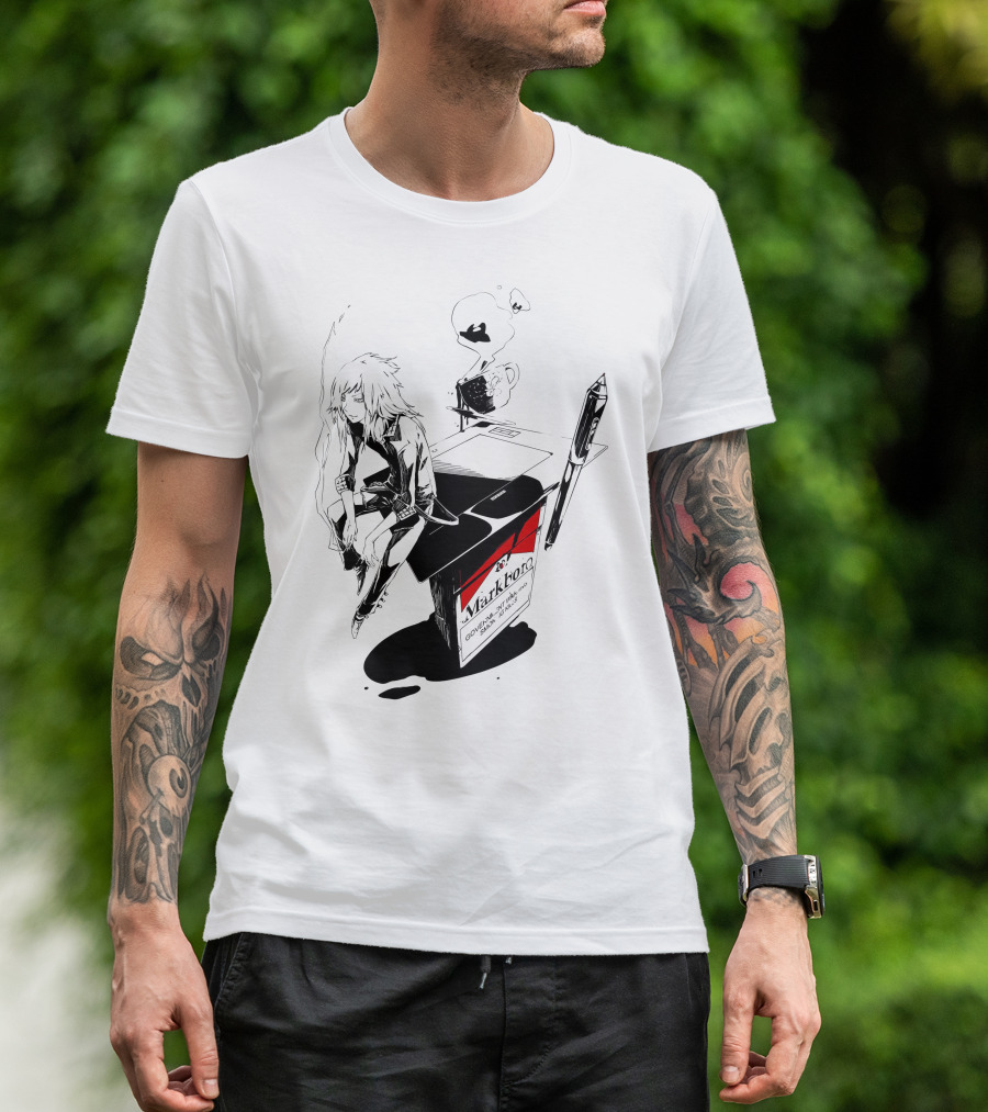 Bibisama Markhor Cigarettes Tablet Smoke Anime Manga T-Shirt