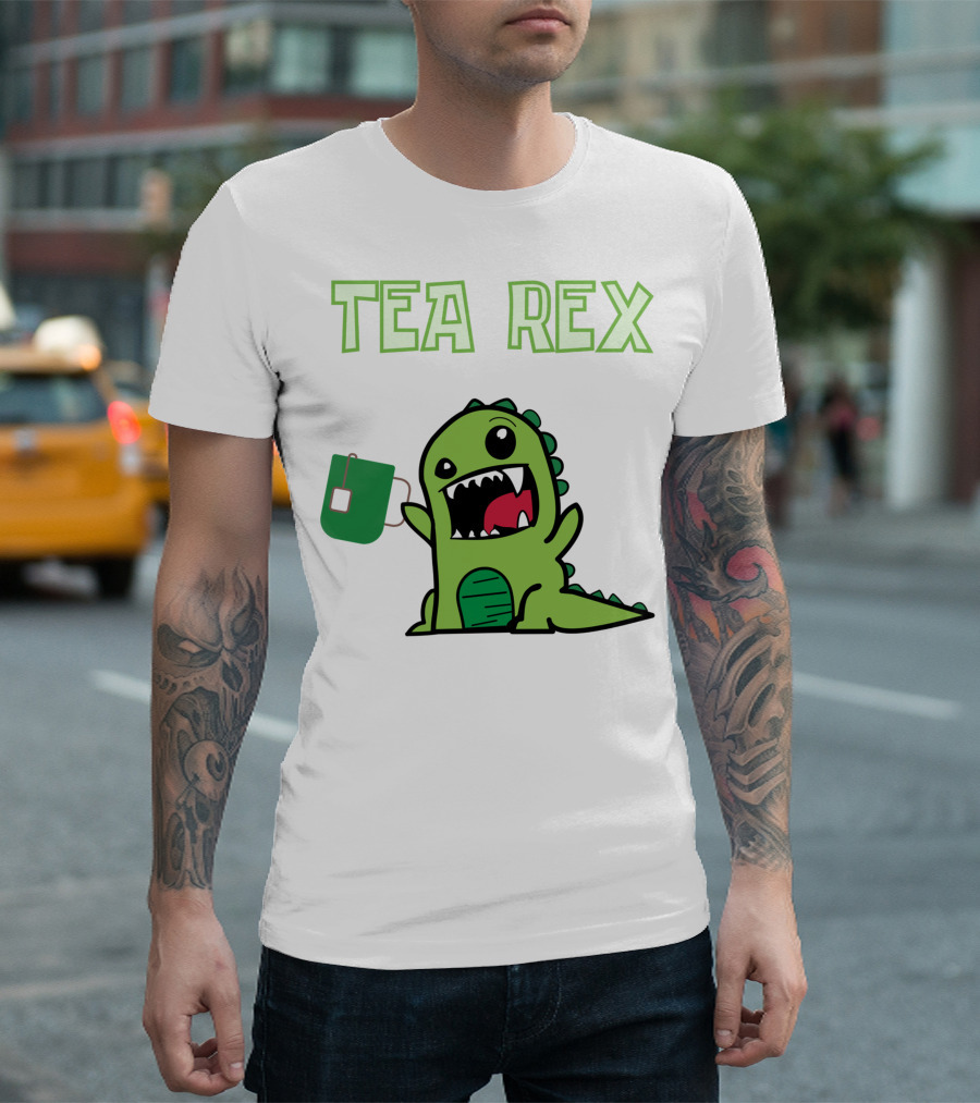 Tea Rex Dinosaur Holding Tea Bag T-Shirt