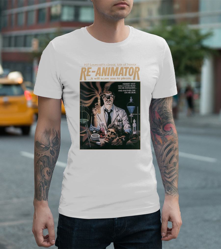 H.P. Lovecraft's Classic Tale of Horror Re-Animator Herbert West Has a Good Head on His Shoulders T-Shirt
