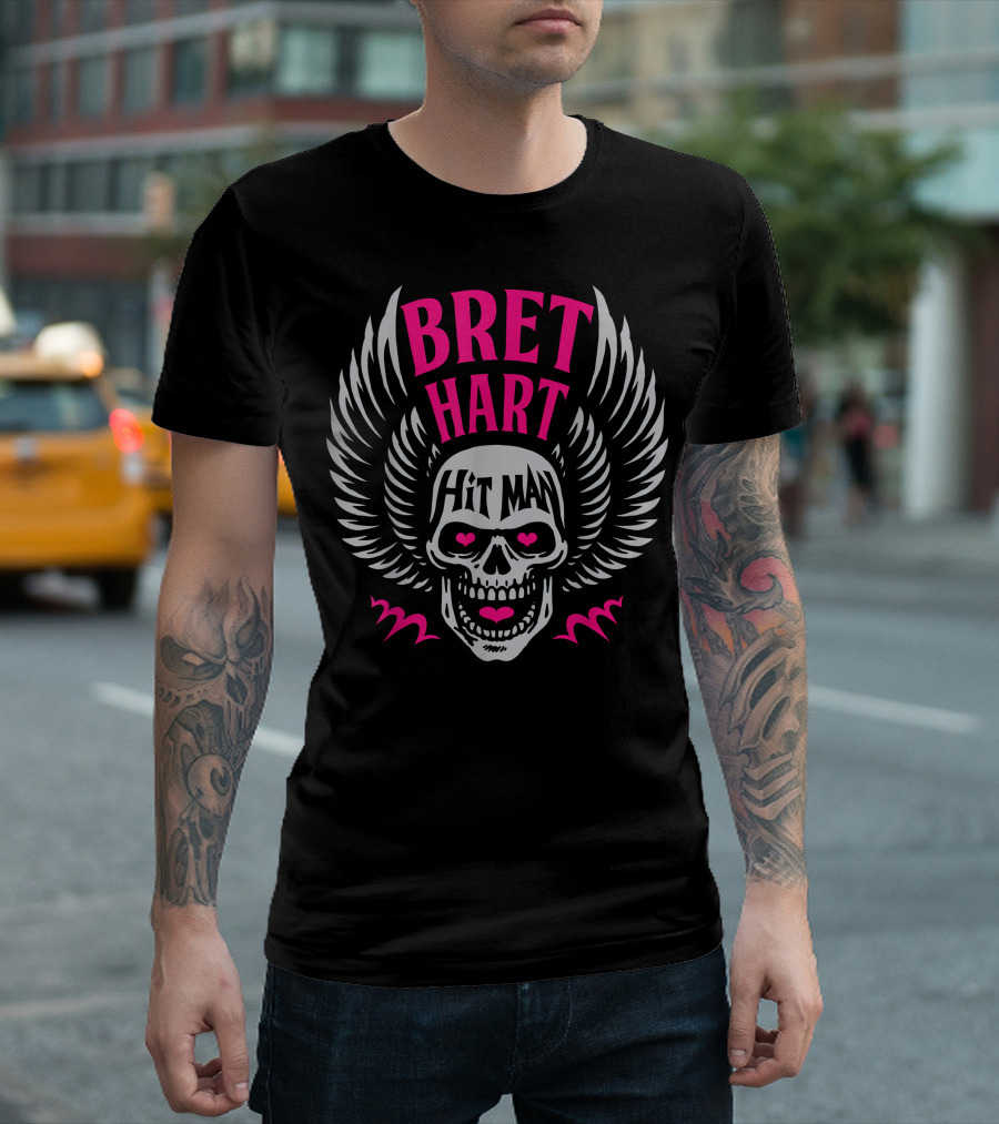 Bret Hart Hit Man Skull with Wings T-Shirt