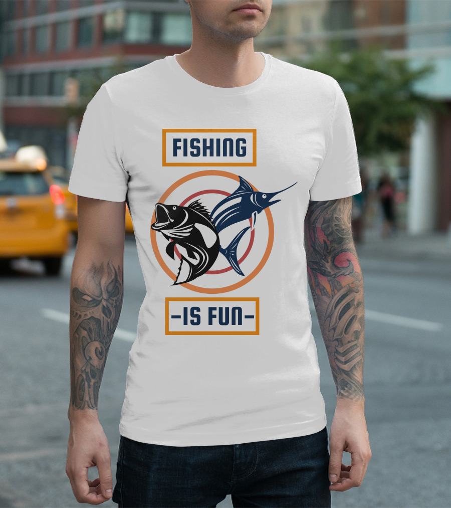 Fishing Is Fun Marlin and Bass Circular Target T-Shirt