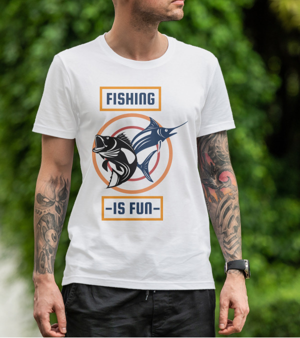 Fishing Is Fun Marlin And Bass Circular Target T-Shirt
