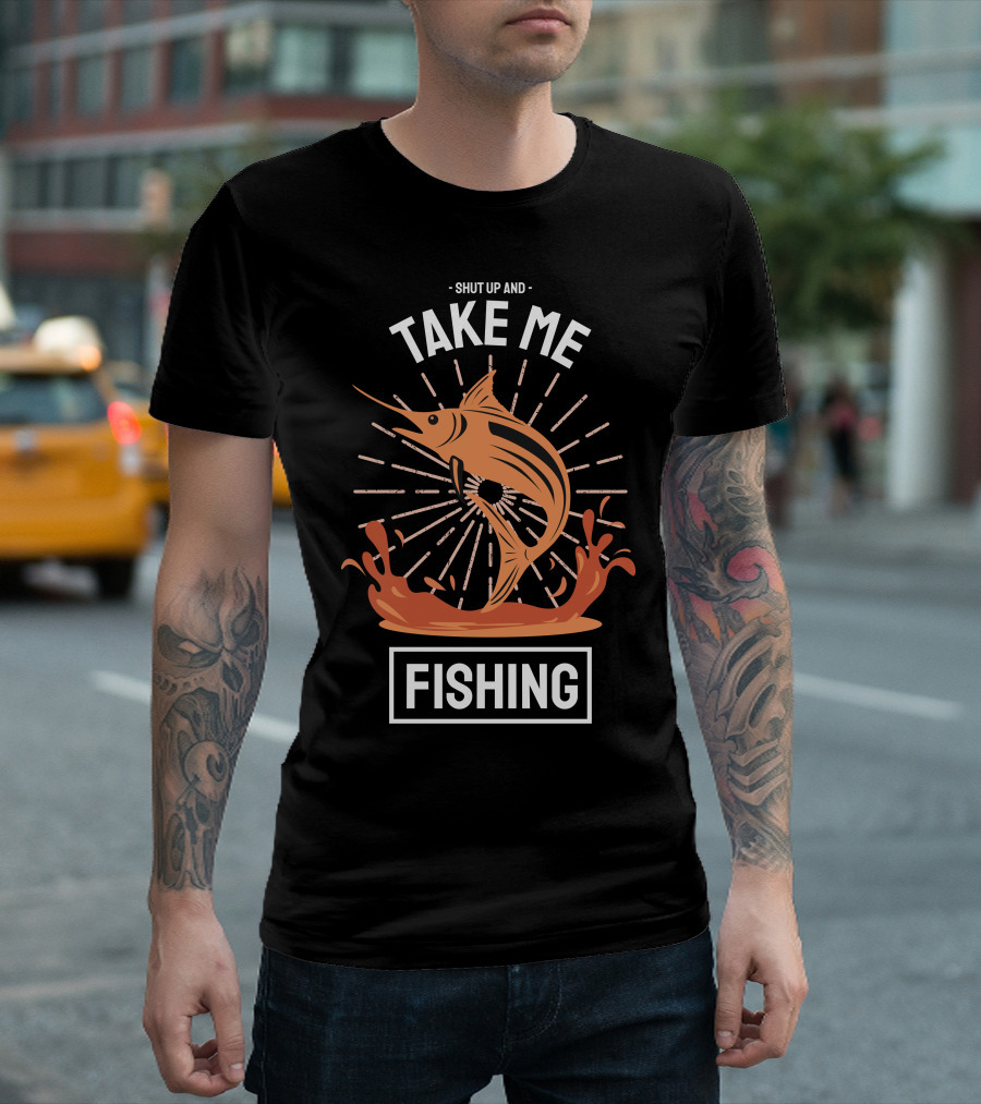 Shut Up and Take Me Fishing Marlin Jump Splash T-Shirt