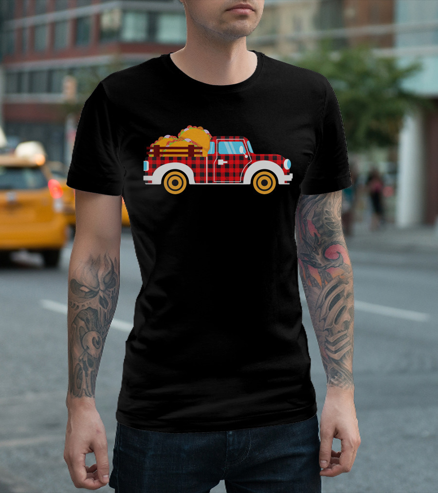 Buffalo Plaid Truck with Tacos Cinco De Mayo Boy Taco T-Shirt
