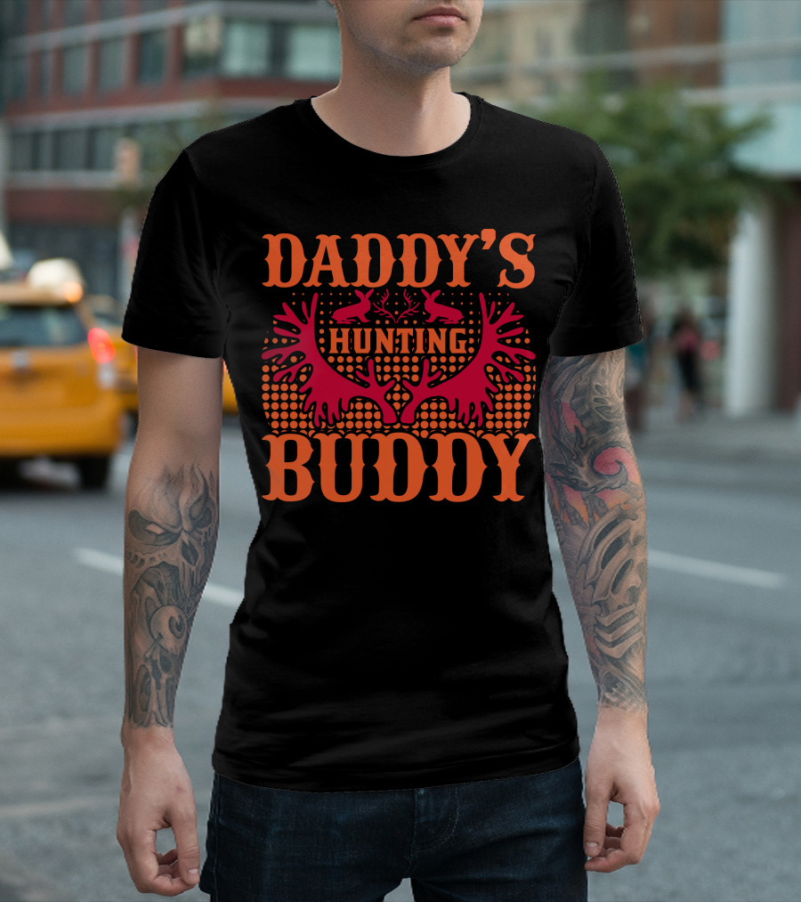 Daddy's Hunting Buddy Antler Design With Rabbits T-Shirt
