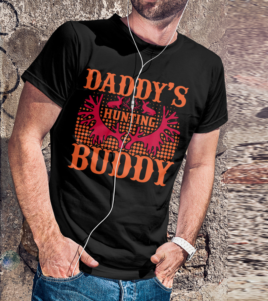 Daddy's Hunting Buddy Antler Design With Rabbits T-Shirt