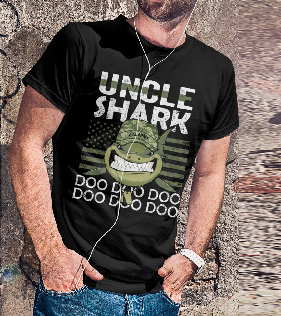 U.S. Army Uncle Shark Doo Doo Doo Flag T-Shirt