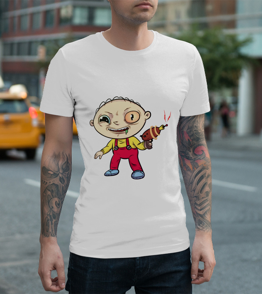 Psychedelic Stewie Griffin with Ray Gun T-Shirt