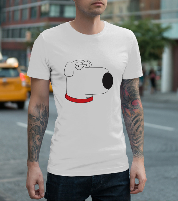 Brian Griffin Family Guy Character Face Red Collar T-Shirt