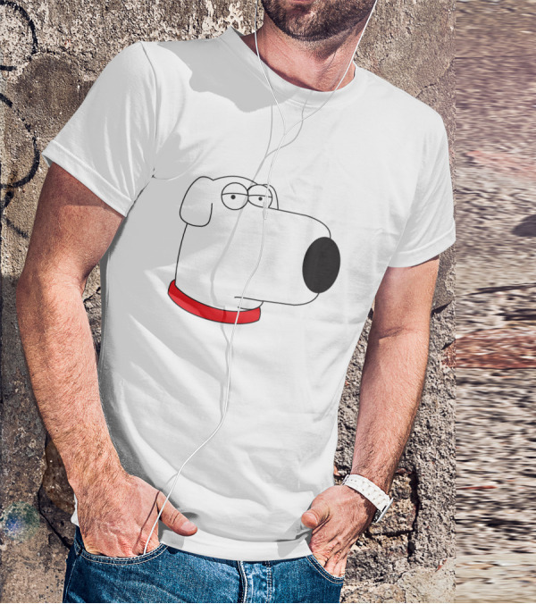 Brian Griffin Family Guy Character Face Red Collar T-Shirt
