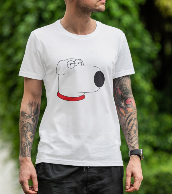 Brian Griffin Family Guy Character Face Red Collar T-Shirt