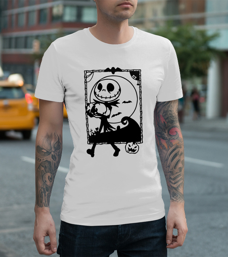 Little Jack Pumpkin Silhouette with Moon and Pumpkin Accents T-Shirt