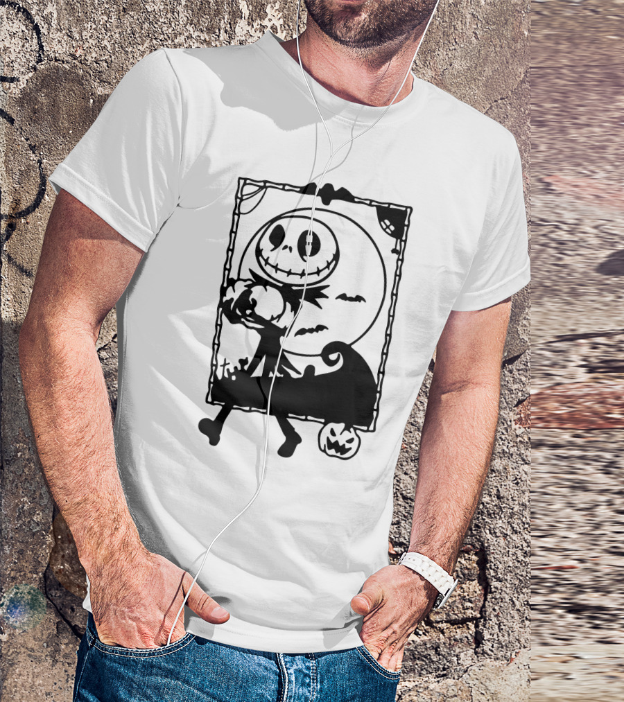 Little Jack Pumpkin Silhouette With Moon And Pumpkin Accents T-Shirt