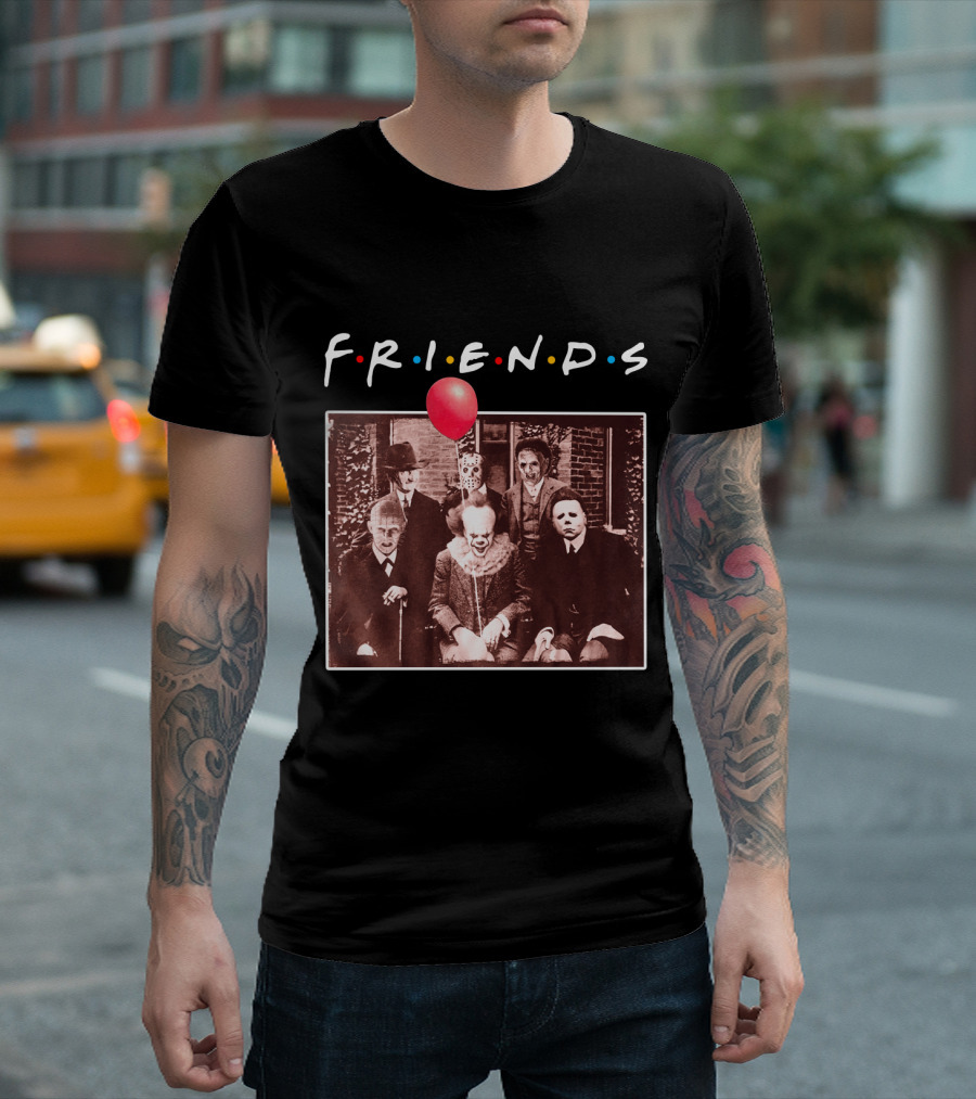 FRIENDS Horror Characters with Red Balloon Image T-Shirt