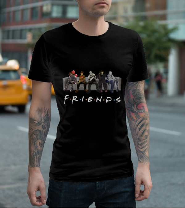Horror Icons Sitcom Friends Parody Featuring Popular Movie Characters T-Shirt