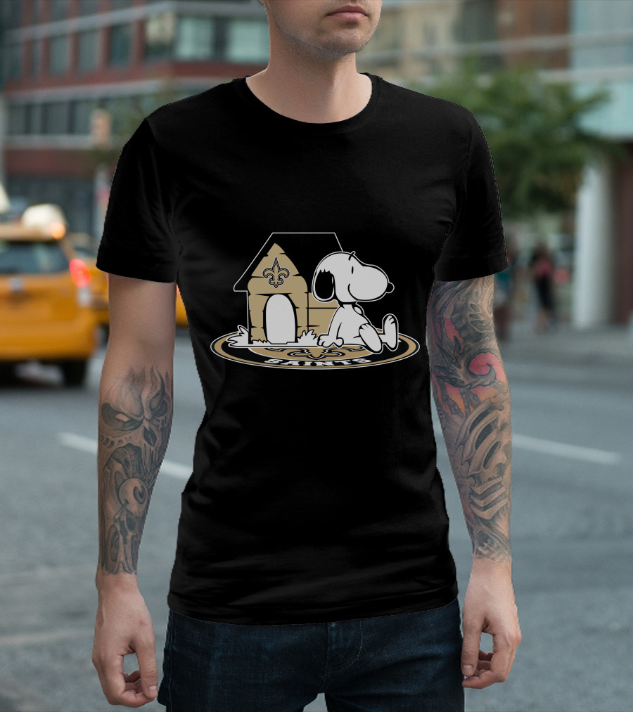 New Orleans Saints Football Fan Now And Forever Peanuts Snoopy Fleur-De-Lis Doghouse T-Shirt