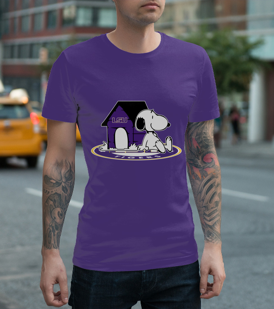 LSU Tigers Football Fan Now And Forever Snoopy Doghouse T-Shirt