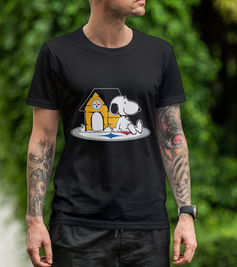 Snoopy With Pittsburgh Steelers Doghouse Football Fan Forever T-Shirt