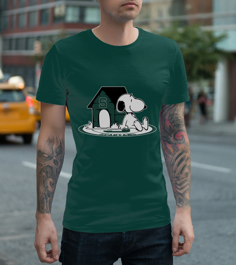 Michigan State Spartans Fan Now And Forever Snoopy Peanuts Doghouse T-Shirt