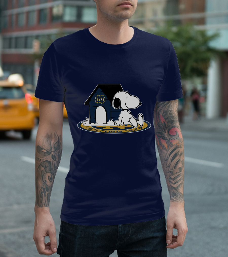 Notre Dame Fighting Irish Snoopy Football Fan Now And Forever T-Shirt