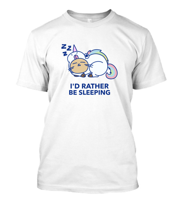 I'd Rather Be Sleeping Unicorn Cat ZZZ T-Shirt