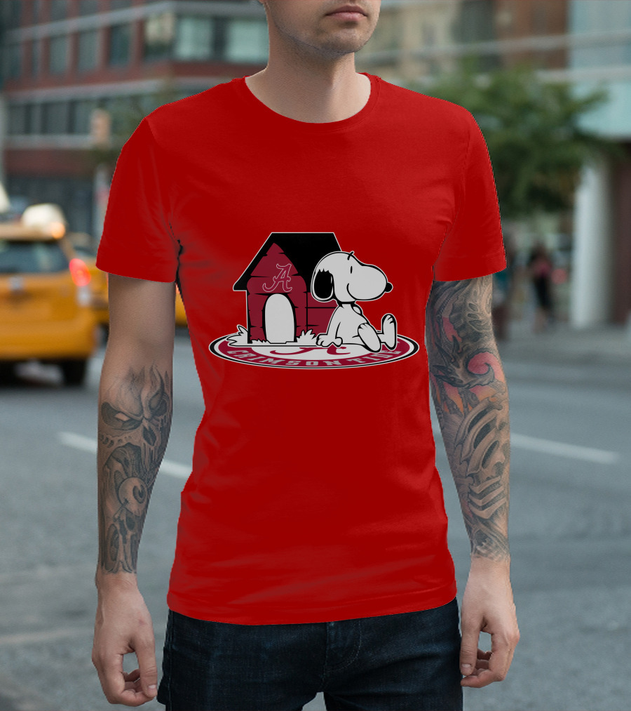 Crimson Tide Snoopy at Alabama Doghouse Fan Forever T-Shirt