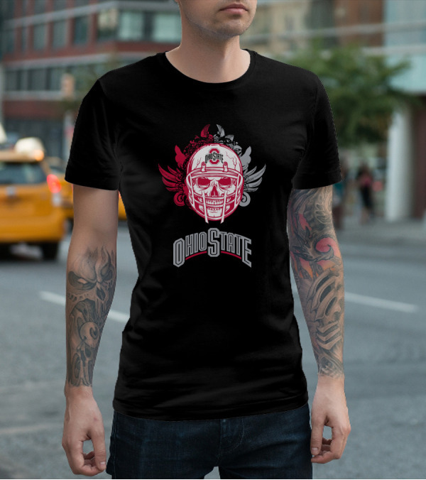 Ohio State Buckeyes Skull Helmet Art With Wings T-Shirt