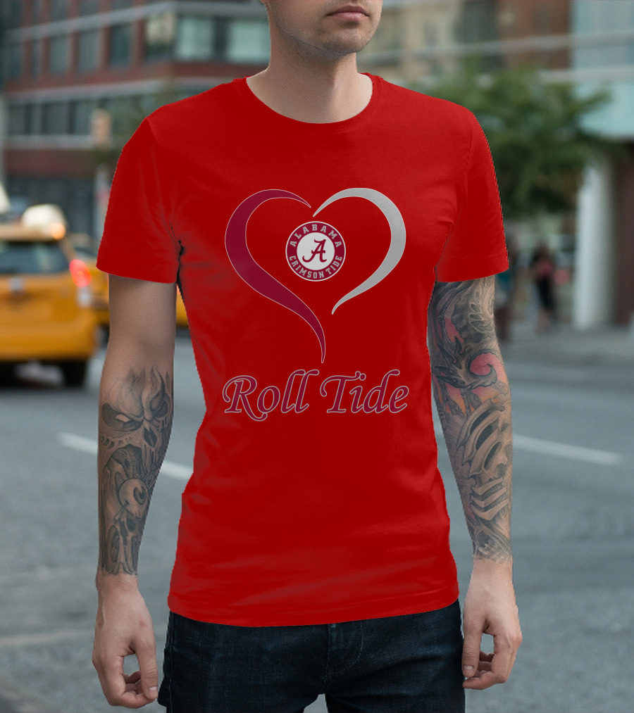 Alabama Crimson Tide Roll Tide Heart T-Shirt