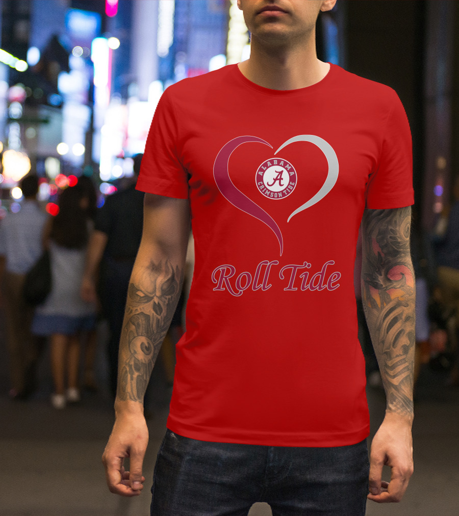 Alabama Crimson Tide Roll Tide Heart T-Shirt