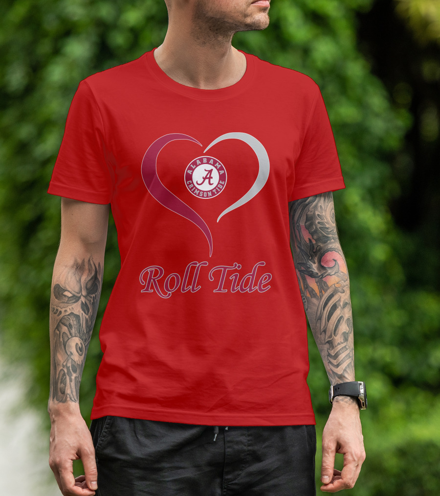 Alabama Crimson Tide Roll Tide Heart T-Shirt