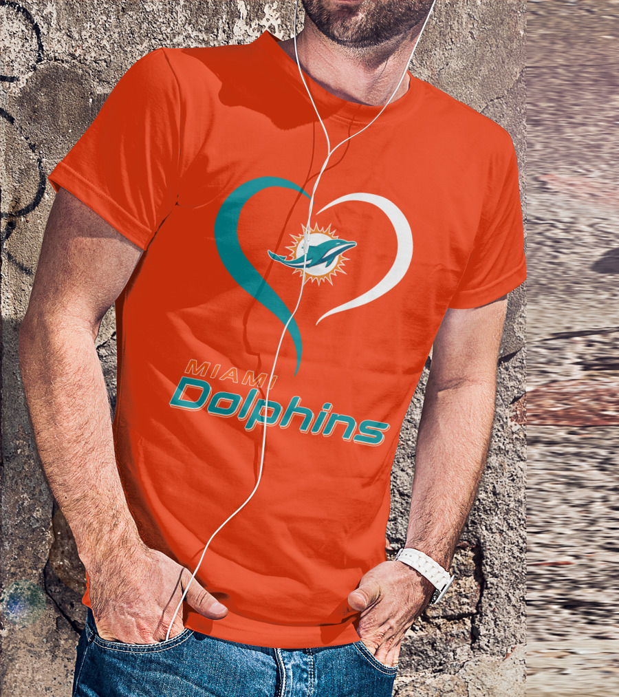 Miami Dolphins Heart T-Shirt