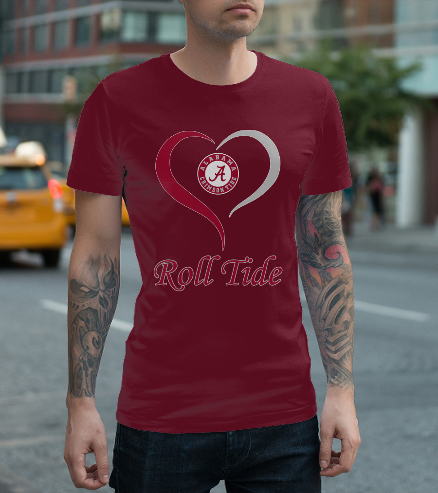 Alabama Crimson Tide Heart Roll Tide T-Shirt