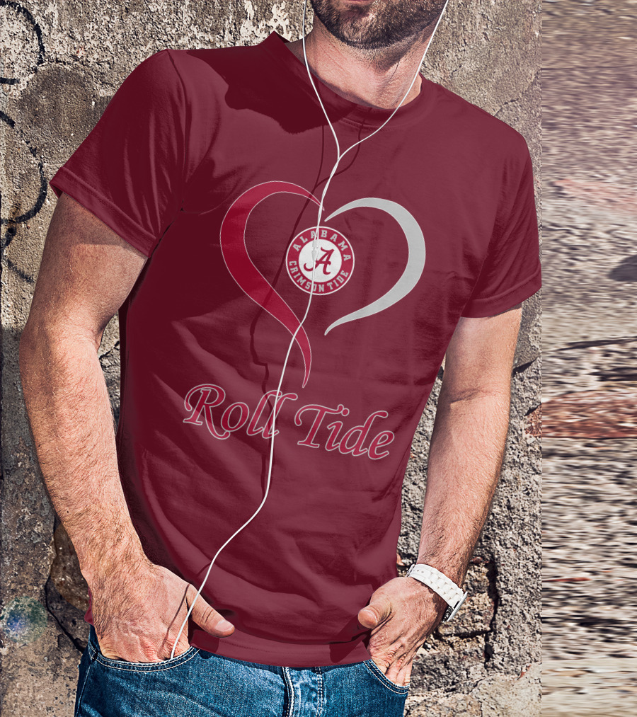 Alabama Crimson Tide Heart Roll Tide T-Shirt