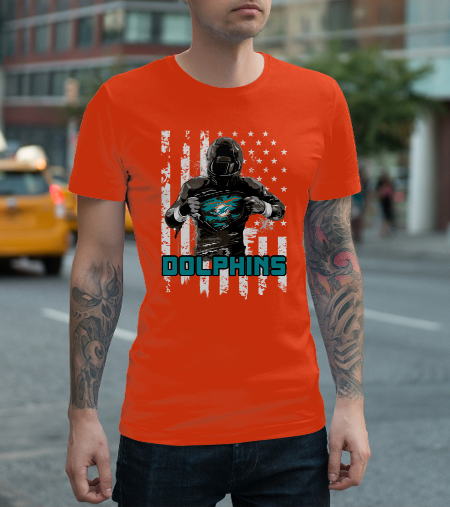 Dolphins Superhero Unveiling Miami Pride Flag T-Shirt
