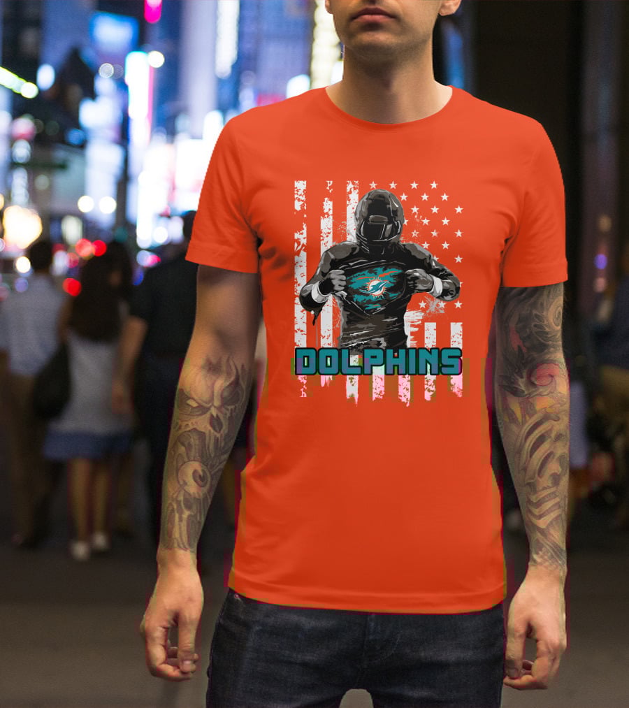 Dolphins Superhero Unveiling Miami Pride Flag T-Shirt