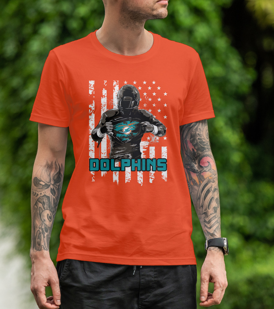 Dolphins Superhero Unveiling Miami Pride Flag T-Shirt
